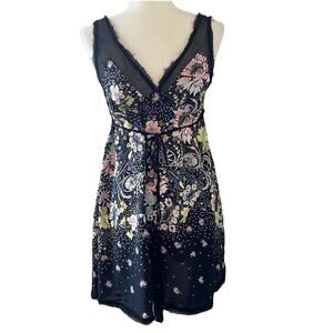 Intimately Free People Slip Dress Sz XS Longwood Sheer Floral Print OB750515